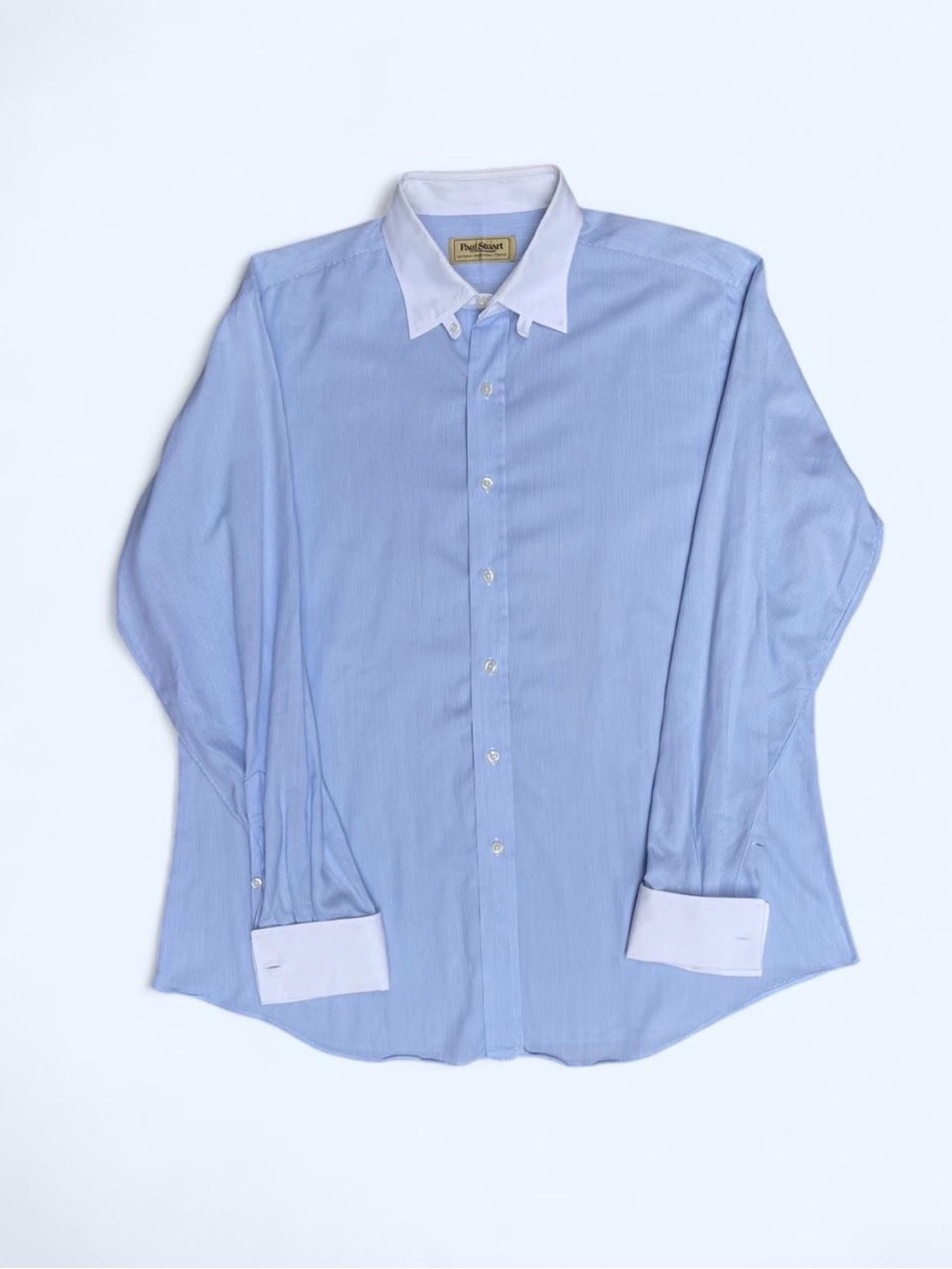 Vintage Paul Stuart Light Blue striped Dress Shirt neck 18 preppy classic gala